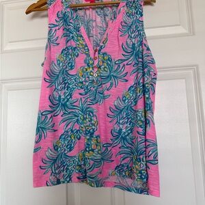 Lilly Pulitzer Vibrant Pink and Blue Patterned Sleeveless top